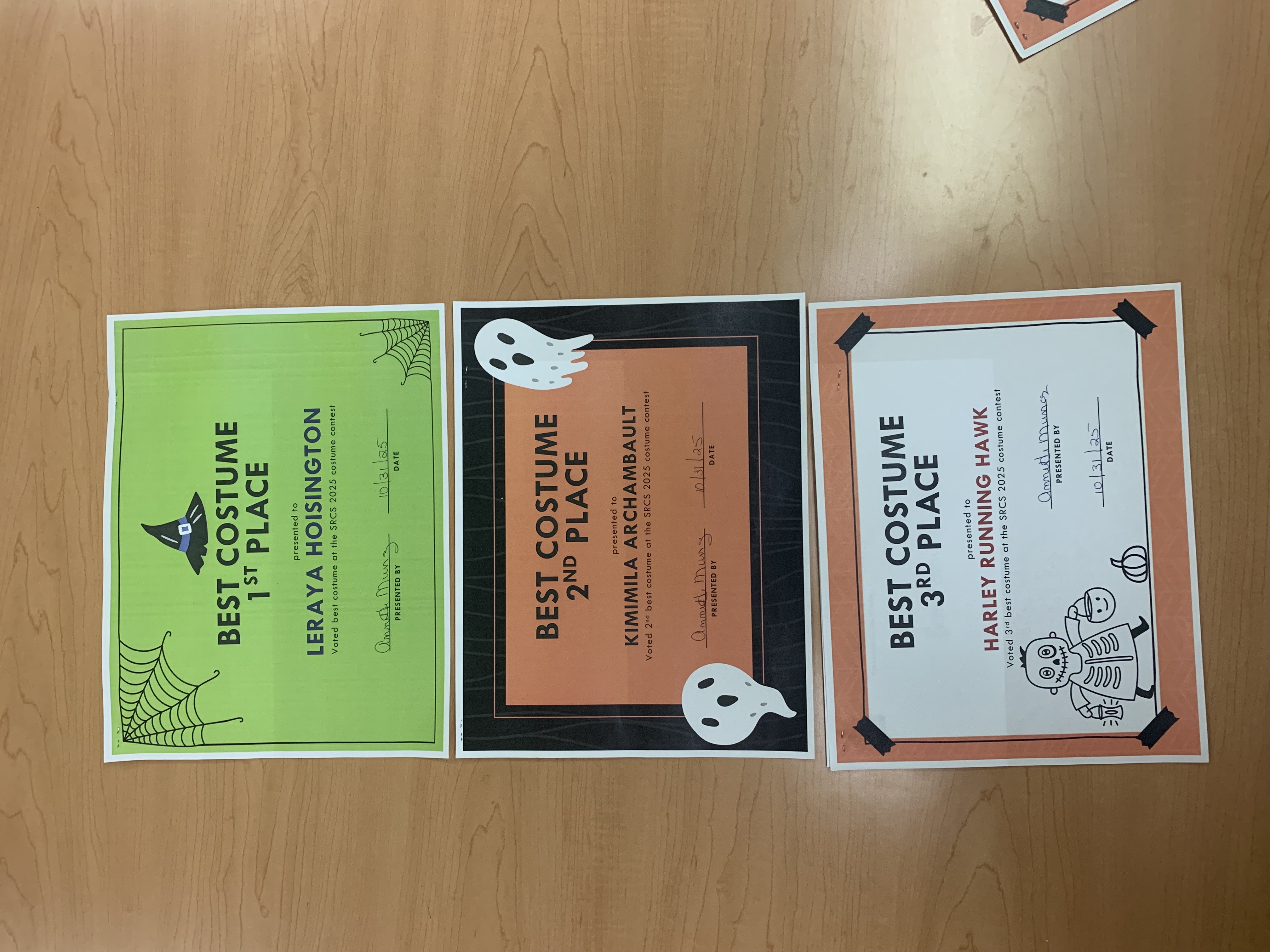 SRCHS/JH Halloween Costume Contest Winners 